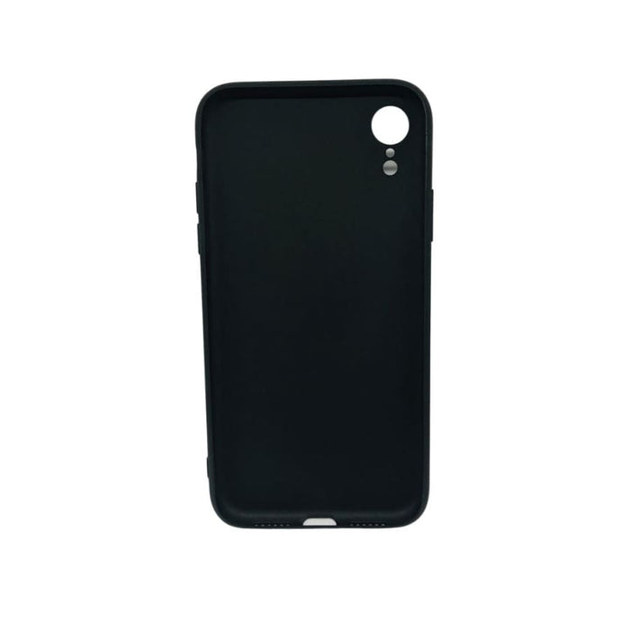 Black silicone case for iPhone XR by 9eight5, slim protective phone case with smooth finish and precise cutouts.