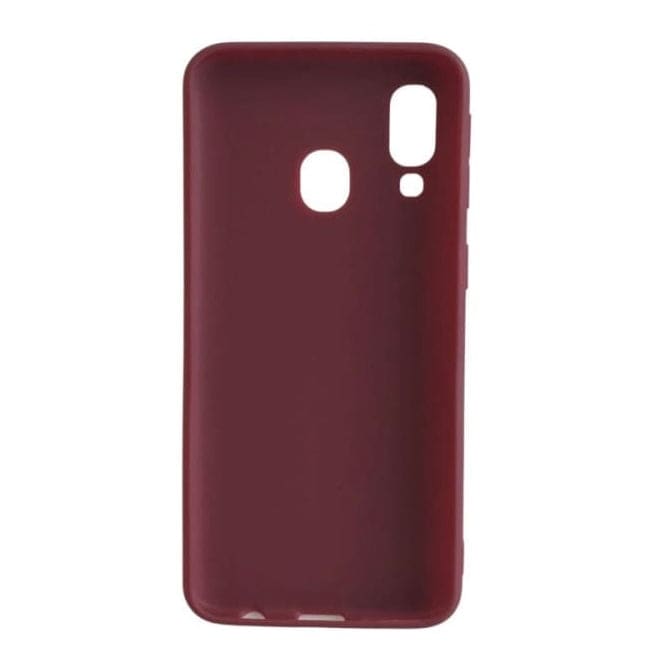 Maroon silicone phone case for Samsung Galaxy A40 by 9eight5, featuring a smooth, flexible protective cover.