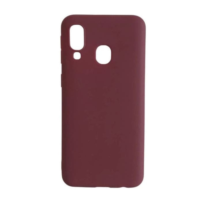 Maroon silicone case for Samsung Galaxy A40, protective phone case by 9eight5 with smooth finish and precise cutouts.