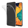 Clear silicone phone case for Samsung Galaxy A60 by 9eight5, showing a smooth, flexible transparent cover fitting the device.