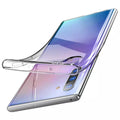 Clear silicone phone case for Samsung Galaxy Note 10 Plus by 9eight5, showing the slim, flexible design and transparent material.