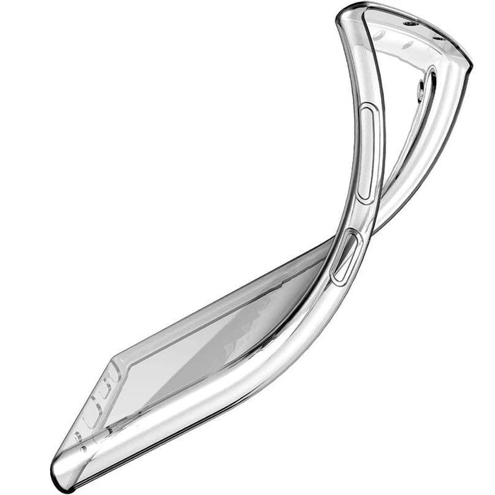 Clear silicone phone case for Samsung Galaxy Note 10 Plus by 9eight5, showing a slim, transparent design with precise cutouts.