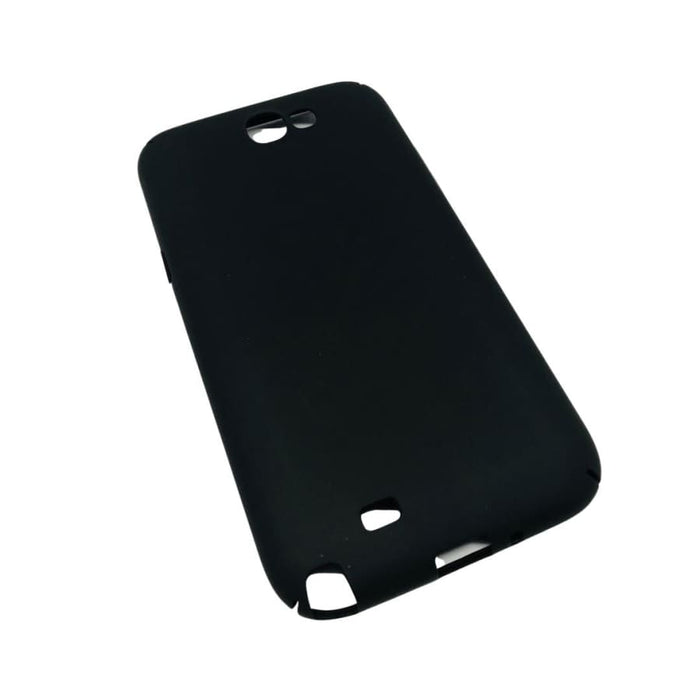 Black silicone case for Samsung Galaxy Note 2 by 9eight5, showing a snug fit and smooth texture on the phone screen.