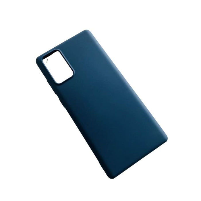 Blue silicone phone case for Samsung Galaxy Note 20 by 9eight5, soft flexible cover with precise cutouts for buttons and ports.