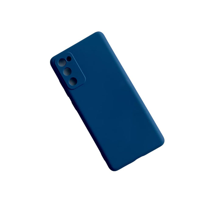 Silicone phone case for Samsung Galaxy S20 FE by 9eight5, showing a smooth, flexible black protective cover on the device.