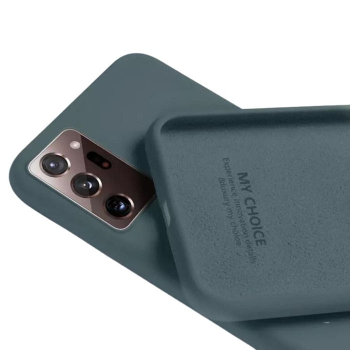 Silicone phone case for Samsung Galaxy S21 Ultra by 9eight5, showing a smooth black protective cover with precise cutouts.
