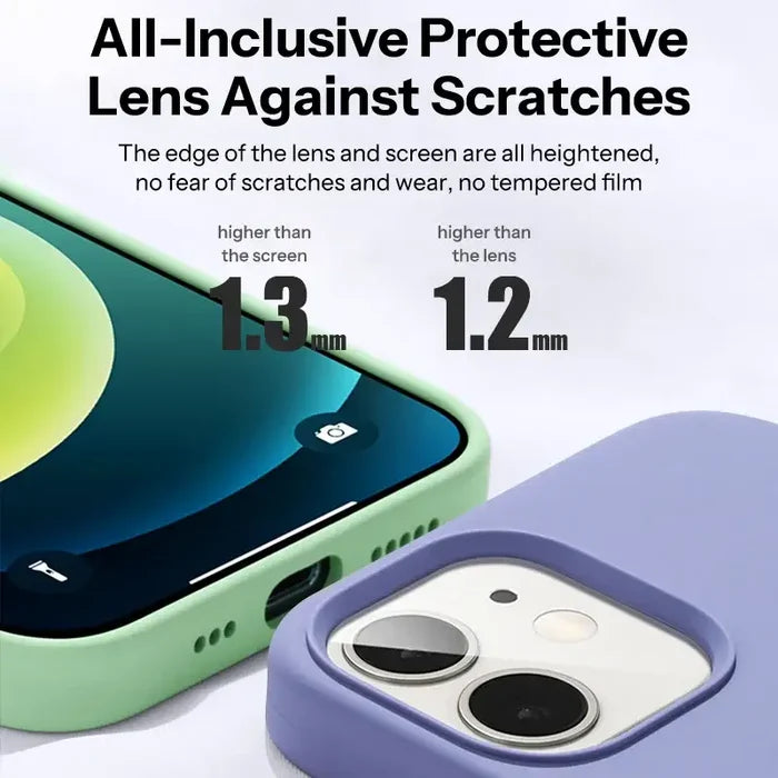 Habicare 9eight5 silicone iPhone case in light blue, red, or black, soft liquid silicone protection for iPhone 6 to iPhone 15 series.
