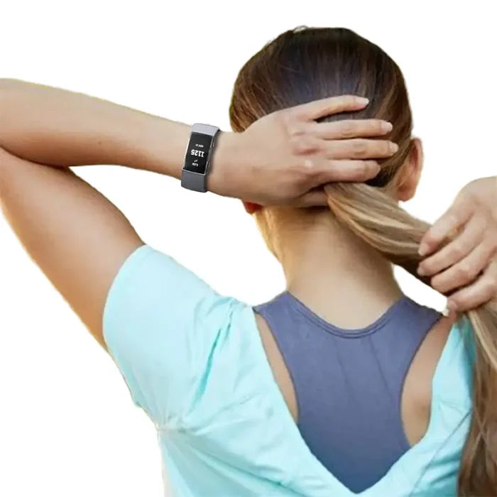 Silicone protective case for Fitbit Charge 2 TWS by Habicare, showing the snug fit and durable material for device protection.