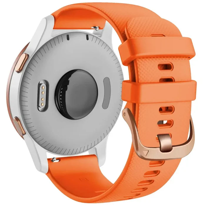 Habicare silicone replacement strap for Garmin Forerunner 255S series, available in 10 vibrant colors, designed for comfortable wear.