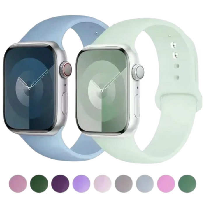 Habicare silicone sport band for Apple Watch Series 42mm-49mm, shown in a vibrant color, designed for comfortable fitness wear.