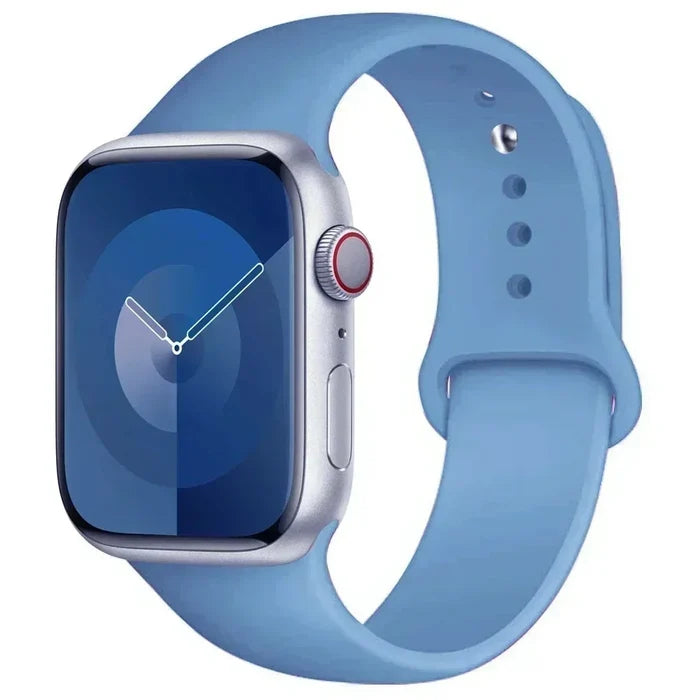 Habicare silicone sport band for Apple Watch Series 42mm to 49mm, available in 45 colors, designed for comfortable fitness wear.