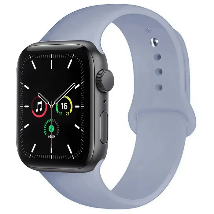 Habicare silicone sport band for Apple Watch Series 42mm-49mm in multiple colors, flexible and comfortable for active use.