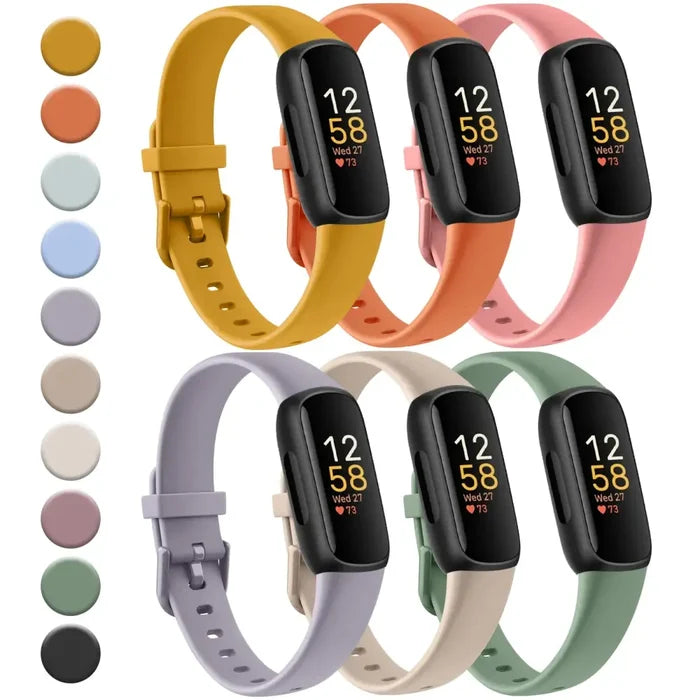 Habicare silicone sport strap for Fitbit Inspire 3 series, available in 21 vibrant colors, ideal for active wear and fitness.