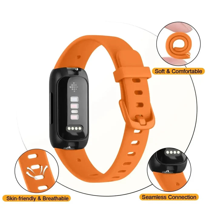 Habicare silicone sport strap for Fitbit Inspire 3, available in 21 colors, designed for comfortable TWS fitness tracking.