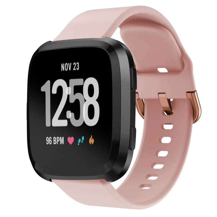 Habicare silicone strap for Fitbit Versa Lite, Versa, Versa 2, and Blaze series in multiple colors, shown in a close-up view.