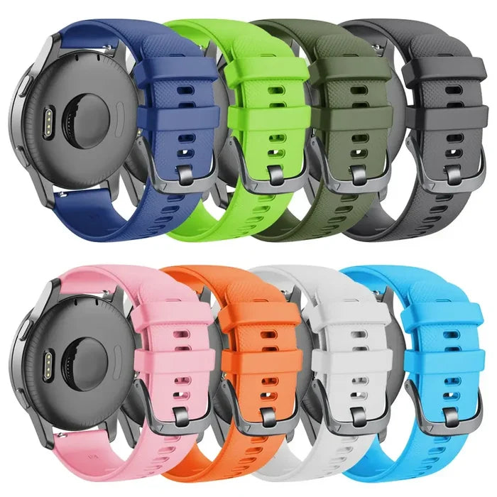 Habicare silicone strap for Garmin Forerunner 265 series, available in 13 colors, TWS watch band replacement.