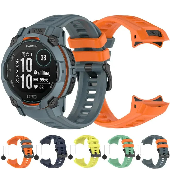 Habicare silicone strap for Garmin Instinct 3/3 Solar Series, 45mm and 50mm, in various colors, suitable for fitness and outdoor use
