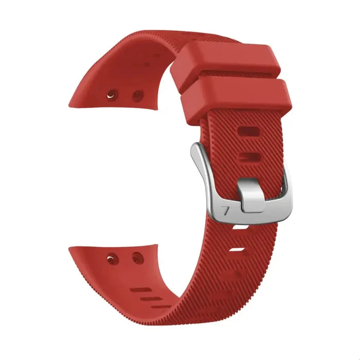 Habicare silicone strap for Garmin Swim 2 and Forerunner 45S series, available in 15 colors, shown in black on a smartwatch.