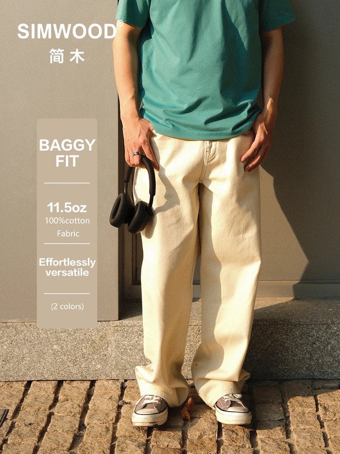 SIMWOOD Baggy Fit 11.3oz Cotton Fabric Jeans
