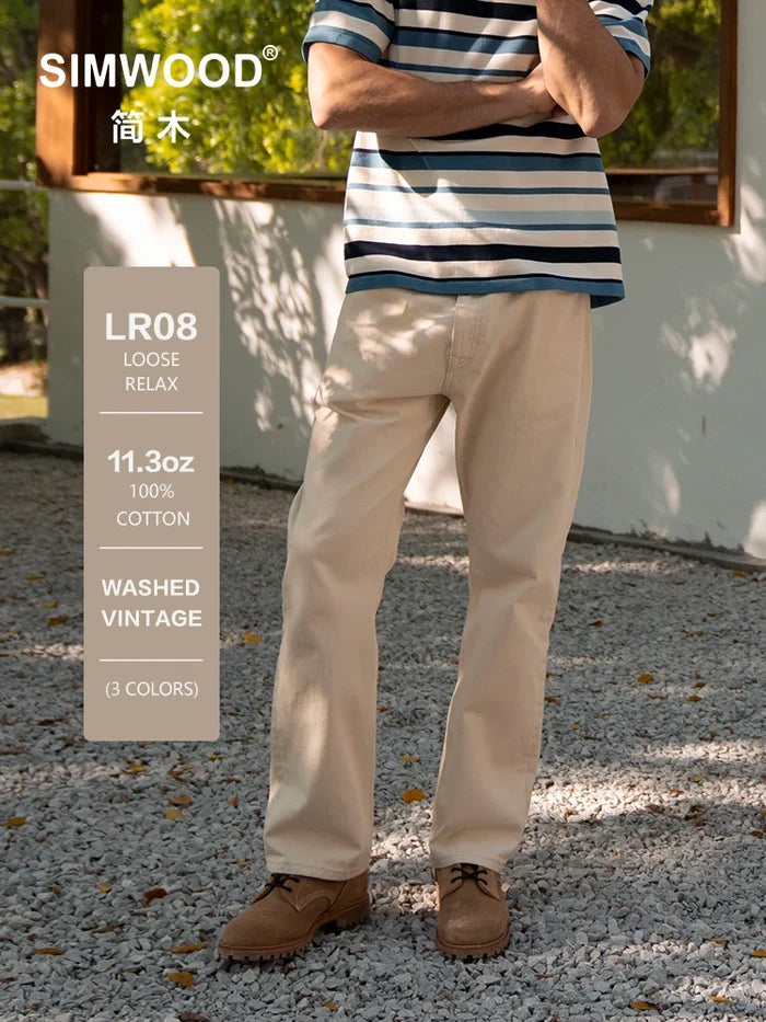 SIMWOOD Loose Relax 11.3oz Washed Vintage Jeans