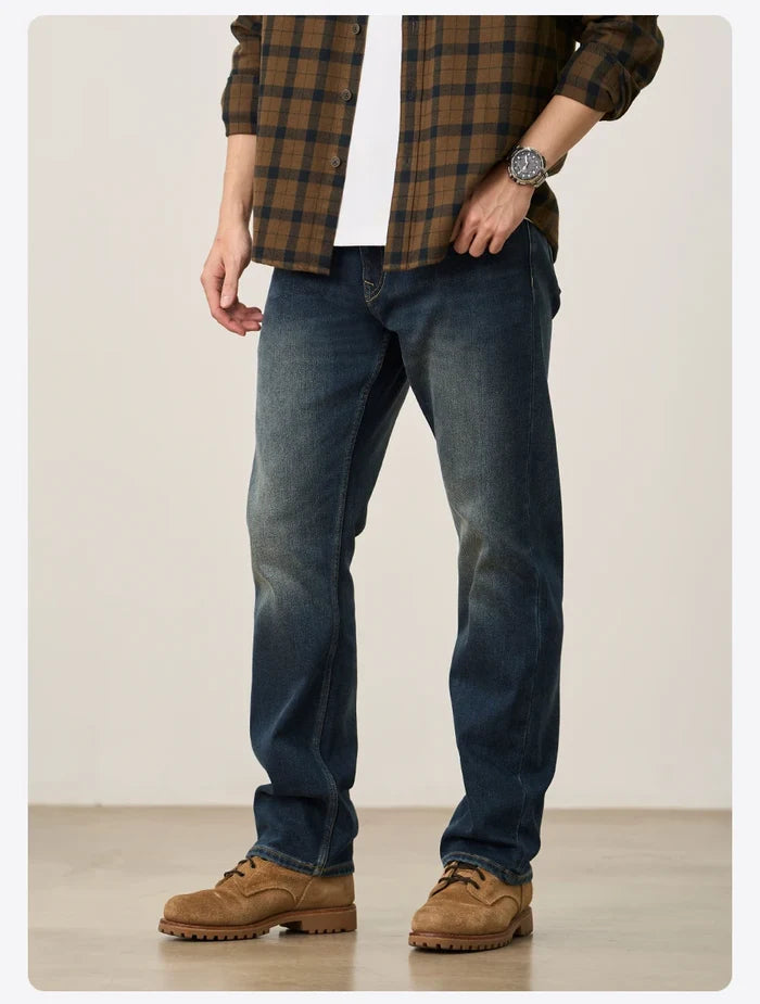 SIMWOOD Men's Fleece-Lined Denim Jeans — Warm Comfort for Cold Seasons