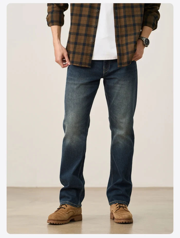 SIMWOOD Men's Fleece-Lined Denim Jeans — Warm Comfort for Cold Seasons