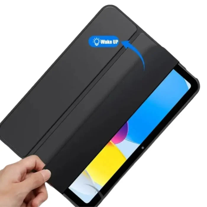 Black Habicare 9eight5 Smart Cover for iPad with magnetic closure, designed to protect and enhance the device's functionality.