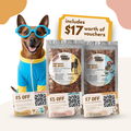 Kooky Kibble NZ Smart Hooman Dog Food Trial Bundle with 200g of premium dog food in a starter kit package
