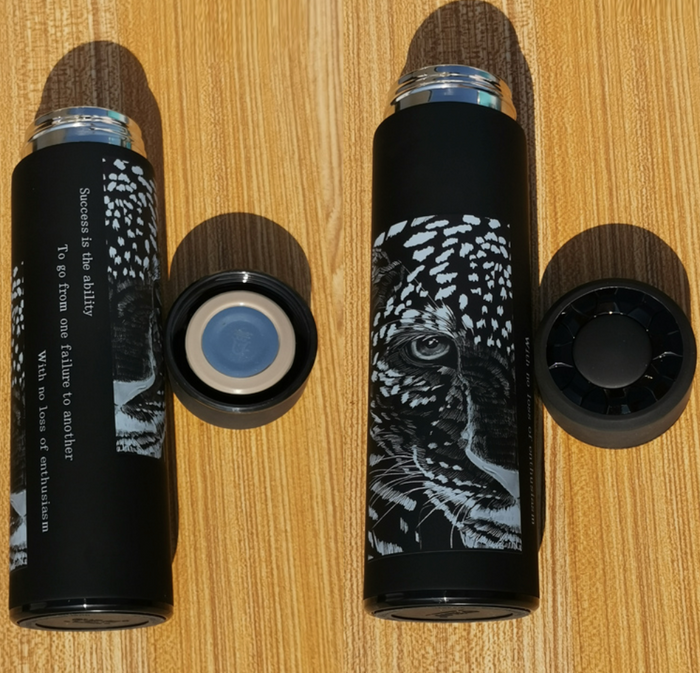 Smart insulated water bottle for students by Mead's Supply & Equipment Outfitters, featuring a sleek design with a secure lid.