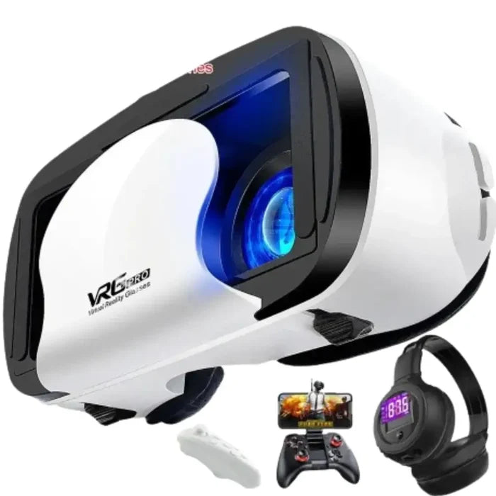 Habicare 9eight5 Smart VR headset with remote for phones, showcasing 3D virtual reality experience and adjustable head strap.