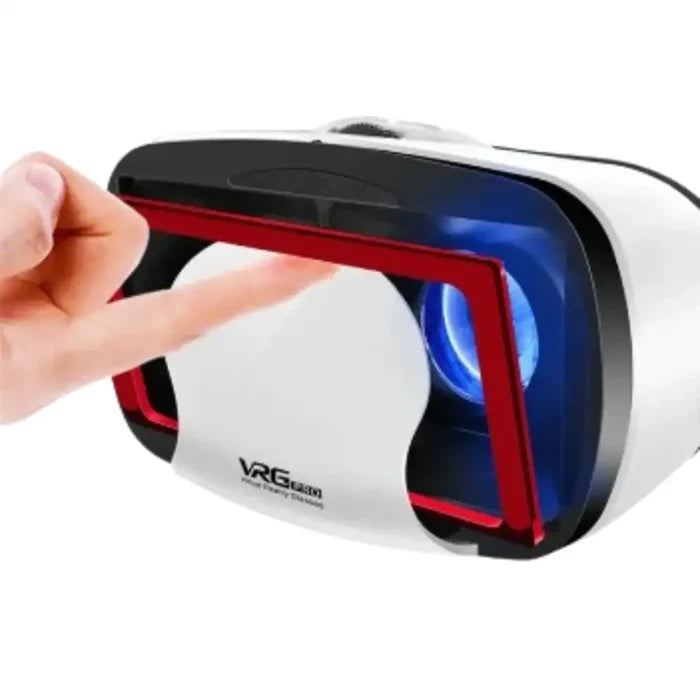 Habicare 9eight5 Smart VR Headset with remote for 3D virtual reality experiences on smartphones, featuring adjustable straps and lenses.