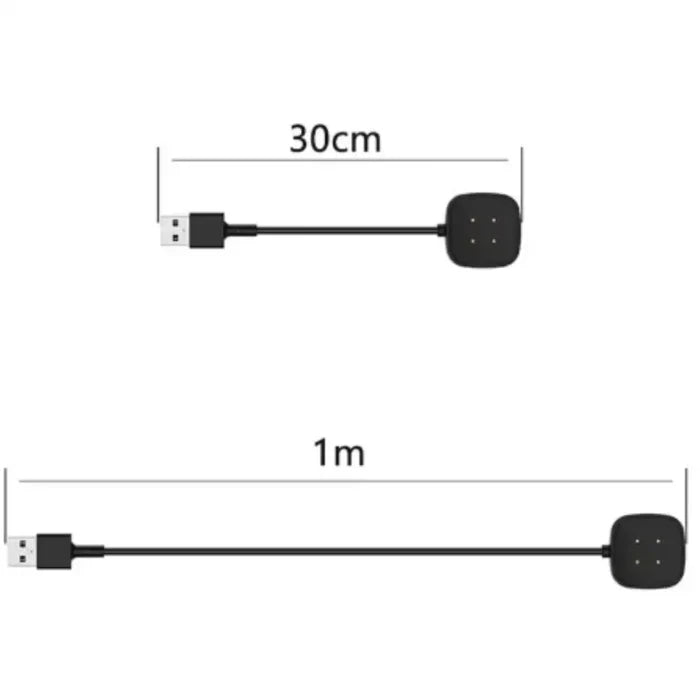 Habicare TWS smartwatch charger compatible with Fitbit Sense 2, Versa 3, and Versa 4, shown connected to a smartwatch.
