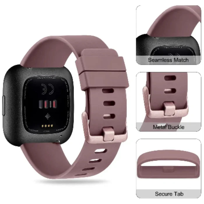 Habicare soft silicone sport band for Fitbit Versa 2, shown in a vibrant color, designed for comfort and durability during fitness.