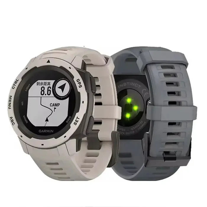 Habicare soft silicone strap for Garmin Instinct series, available in five colors, designed for a secure fit and comfortable wear.