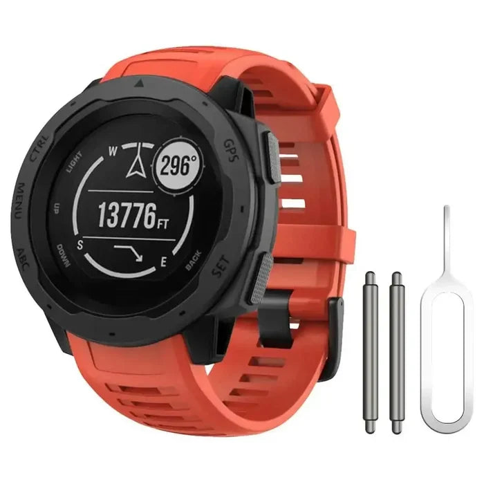 Habicare soft silicone strap for Garmin Instinct series, available in five colors, ideal for comfortable TWS smartwatch wear.