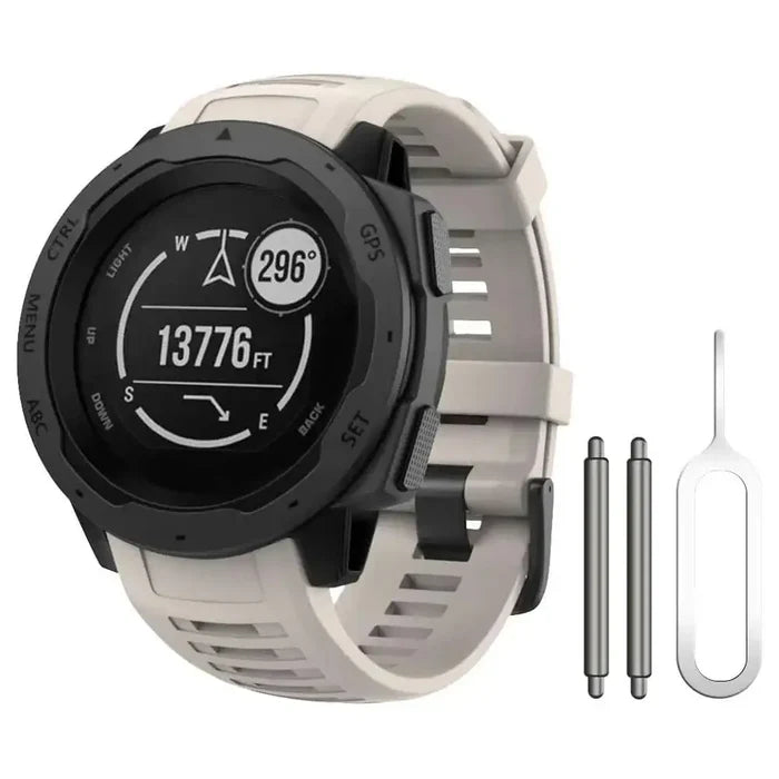 Habicare soft silicone strap for Garmin Instinct series in multiple colors, designed for comfortable wear and secure fit.
