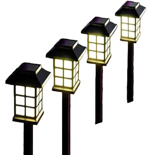 Set of solar LED pathway lights by Habicare, stainless steel design, ideal for garden or walkway illumination, available in 2, 4, 6, or 8 pieces.