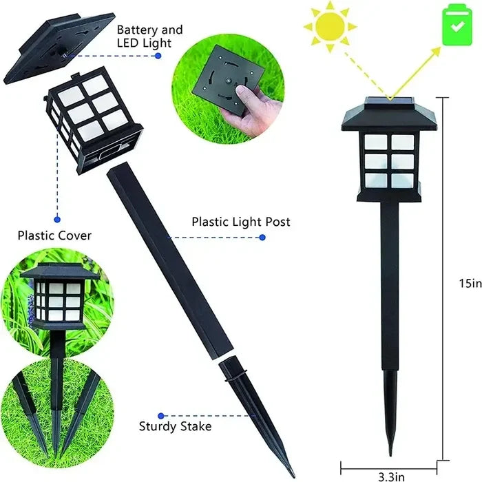 Set of Habicare Solar LED Pathway Lights in stainless steel finish, perfect for outdoor garden and pathway illumination.