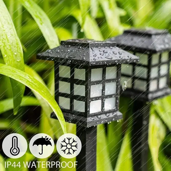 Set of Habicare Solar LED Pathway Lights in stainless steel finish, perfect for outdoor gardens and walkways.