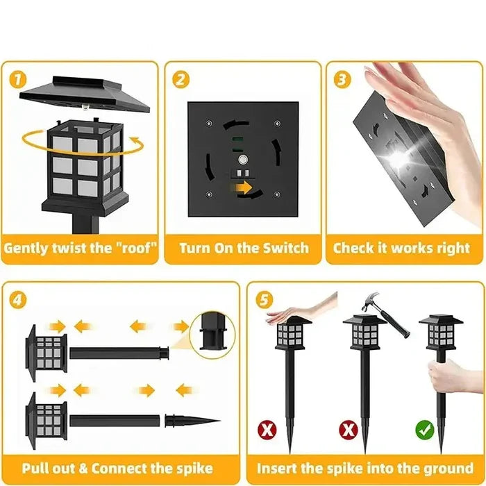 Set of Habicare solar LED pathway lights in stainless steel finish, ideal for outdoor garden lighting, available in 2, 4, 6, or 8 pack.