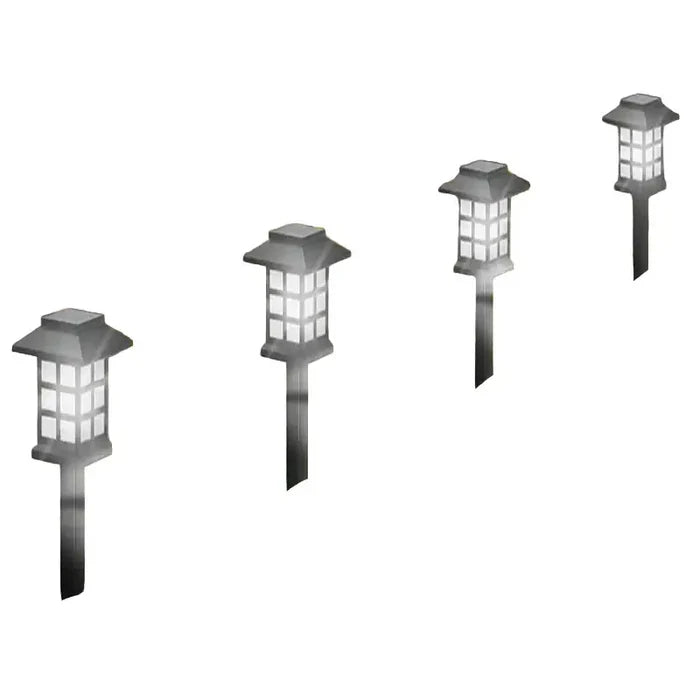 Set of Habicare Solar LED Pathway Lights in stainless steel, available in 2, 4, 6, or 8-pack for outdoor garden illumination.
