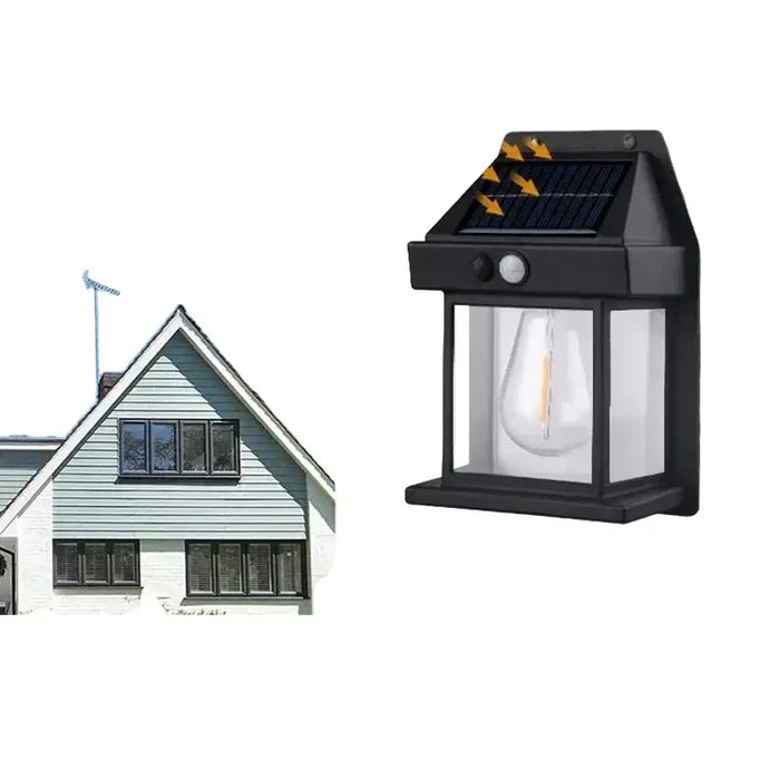Habicare SS solar waterproof outdoor LED wall light with motion sensor, suitable for garden or exterior security lighting.