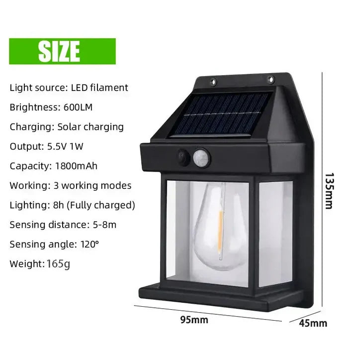 Habicare SS solar waterproof outdoor LED wall light with motion sensor, ideal for exterior lighting and security.