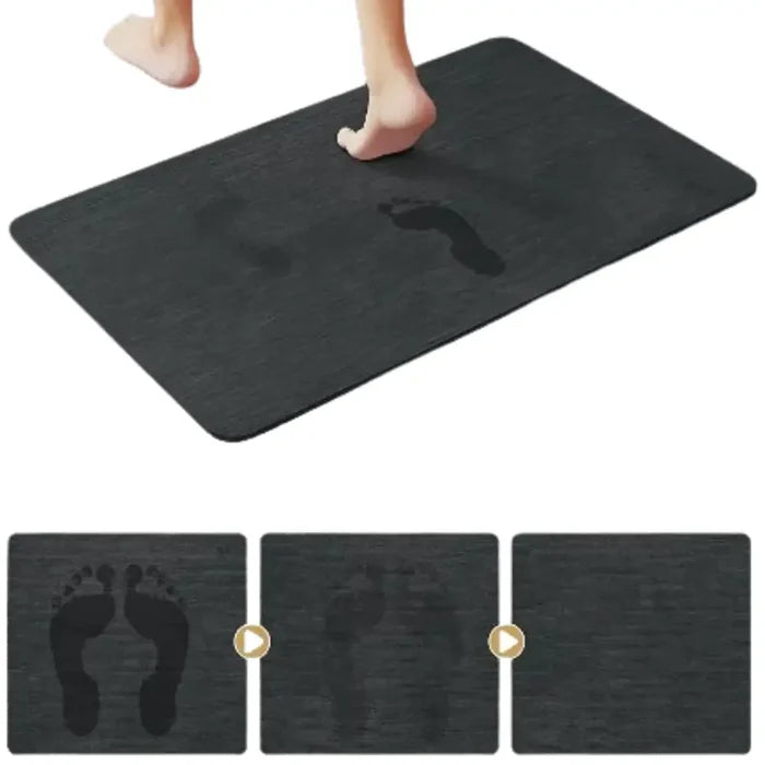 Habicare solid color kitchen mat with non-slip backing and absorbent surface in four vibrant colors, ideal for kitchen safety and comfort.