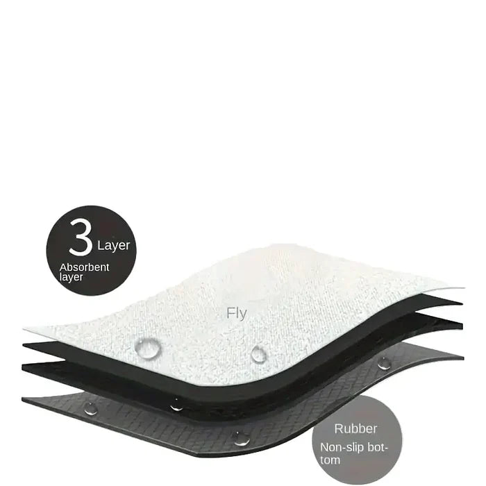 Habicare solid color kitchen mat with non-slip backing and absorbent surface, available in four vibrant colors.