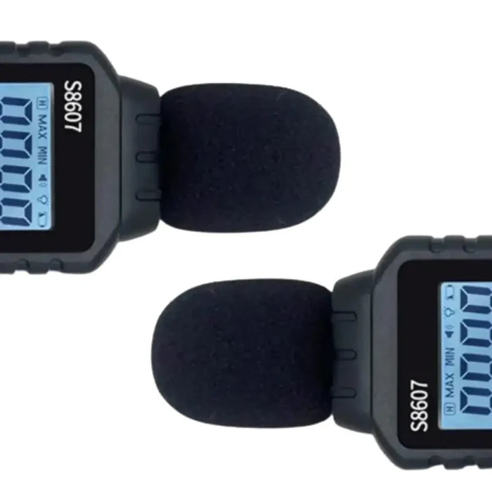 Habicare HBC Sound Level Meter measuring noise levels, with digital display and professional-grade sound measurement tools.