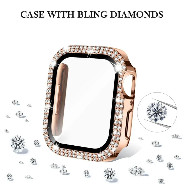 Habicare Sparkle protective case for Apple Watch Series 1, 2 & 3 (38mm), TWS style with glittery design, shown on watch.