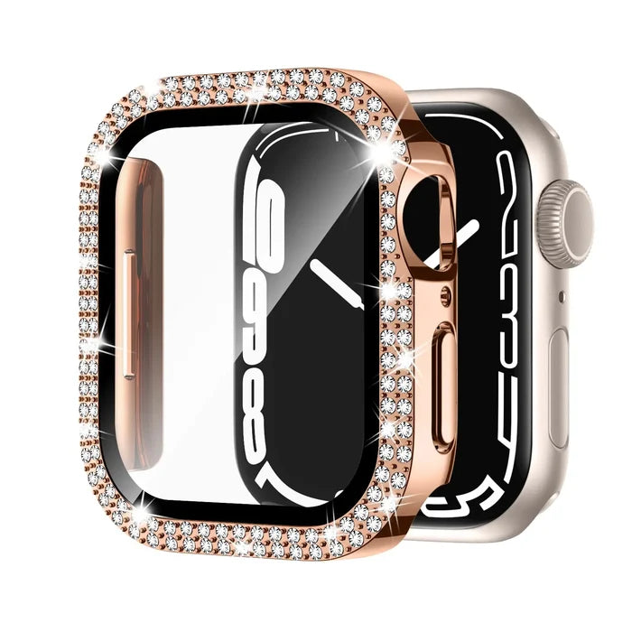Habicare Sparkle Protective Case for Apple Watch 10 Series 46mm, TWS style, with glittery finish and precise cutouts for watch buttons.