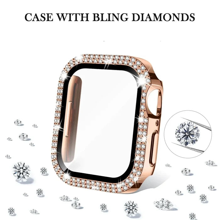 Habicare Sparkle Protective Case for Apple Watch 10 (46mm) Series TWS with glittery finish, covering the watch face and band area.