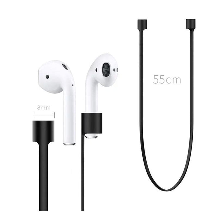 White 9eight5 sport earphone lanyard attached to electronic accessories for securing earphones during workouts.